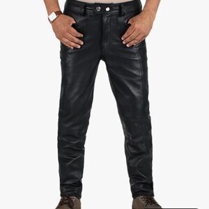 Laverapelle Men’s Sleek Black Genuine Lambskin Leather Stylish Skinny Jeans